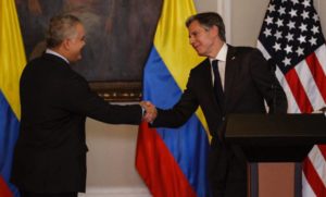 Secretario Estado Blinken y presidente Colombia Duque Márquez, en celebración bicentenario relaciones EE. UU. y Colombia