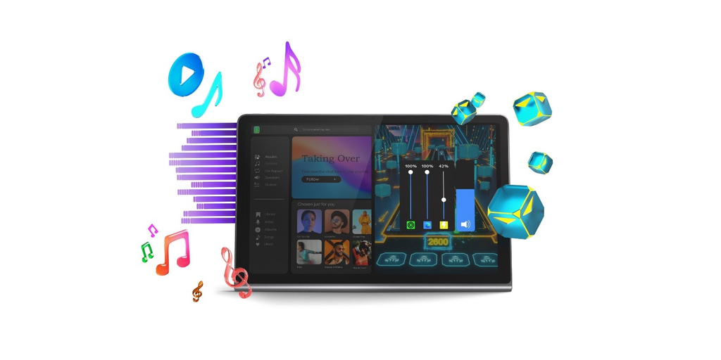 No se pierda ni un solo ritmo con Lenovo Tab Plus, la tableta soñada por los amantes de la música con ocho parlantes